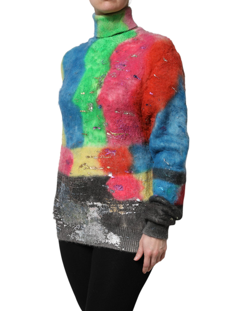 Dolce & Gabbana Multicolor Mohair Turtleneck Sweater