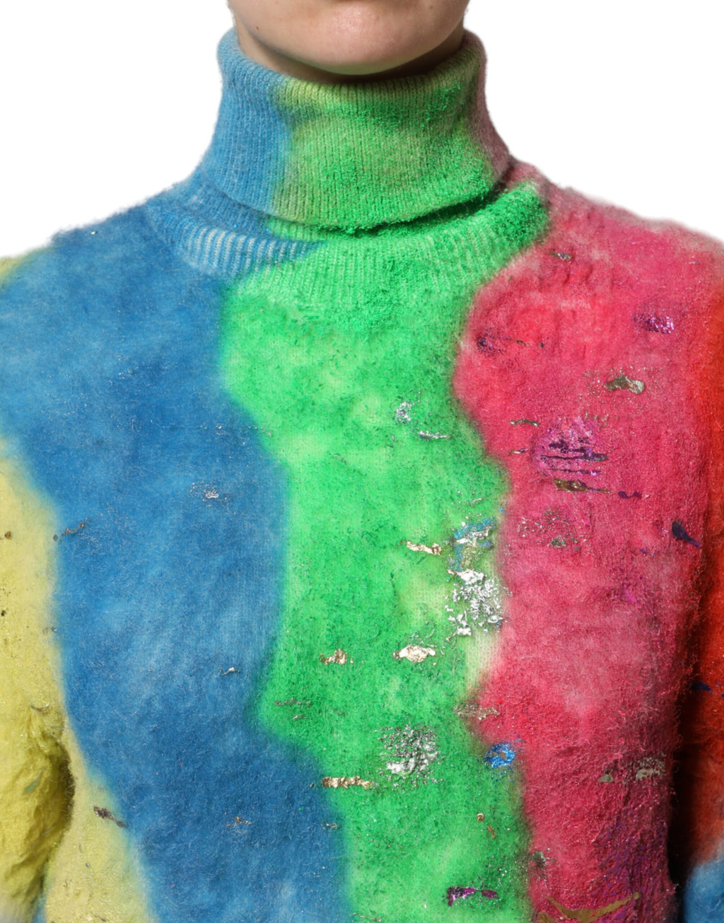 Dolce & Gabbana Multicolor Mohair Turtleneck Sweater
