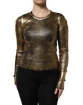 Dolce & Gabbana Gold Rundhalsausschnitt Langarmpullover Top