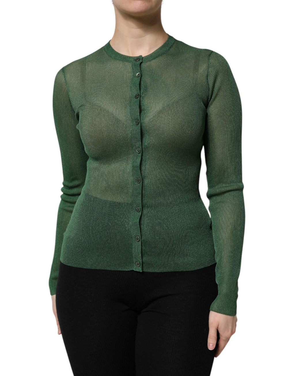 Dolce & Gabbana Green Polyester Long Sleeve Jumper