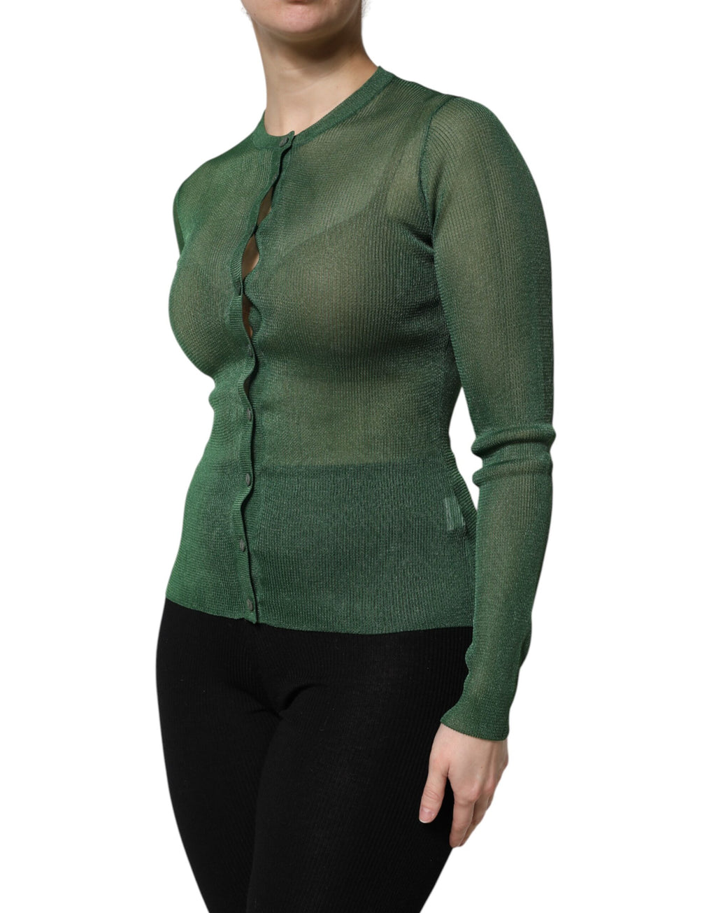 Dolce & Gabbana Green Polyester Long Sleeve Jumper