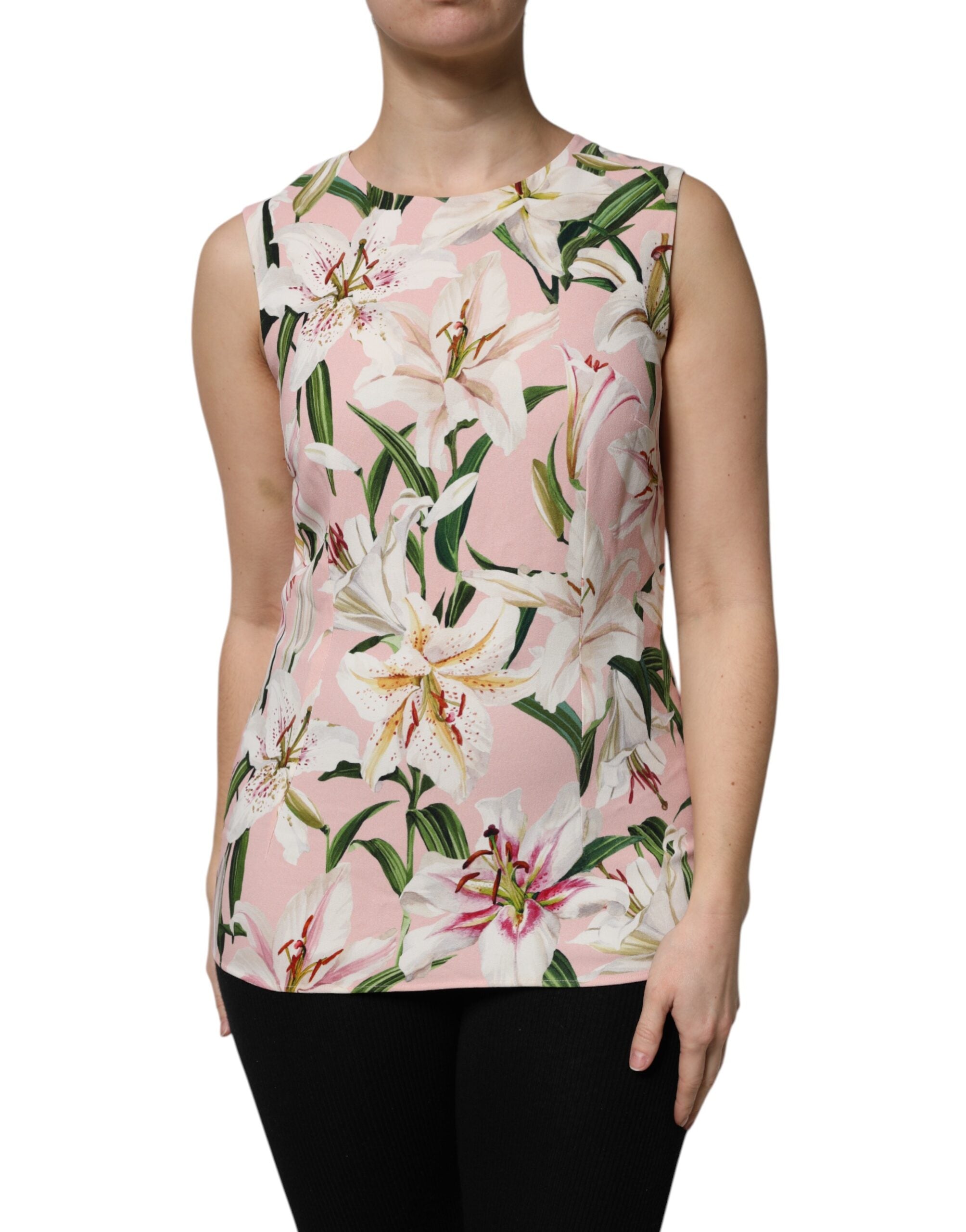 Dolce & Gabbana Mehrfarbiges Tank-Top mit Blumendruck und Rundhalsausschnitt