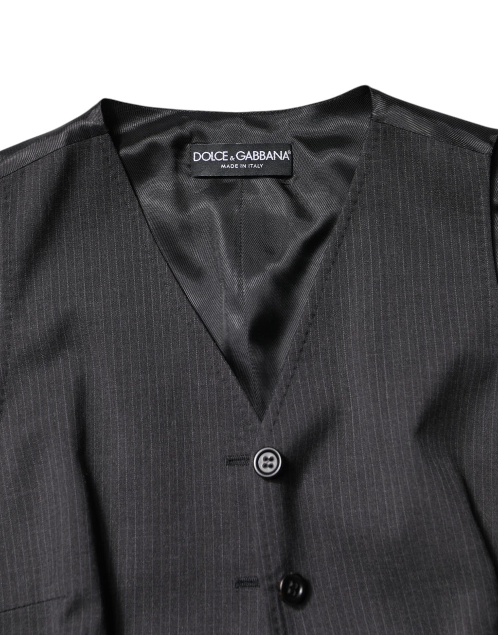 Dolce & Gabbana Black Striped Sleeveless Button-Down Top