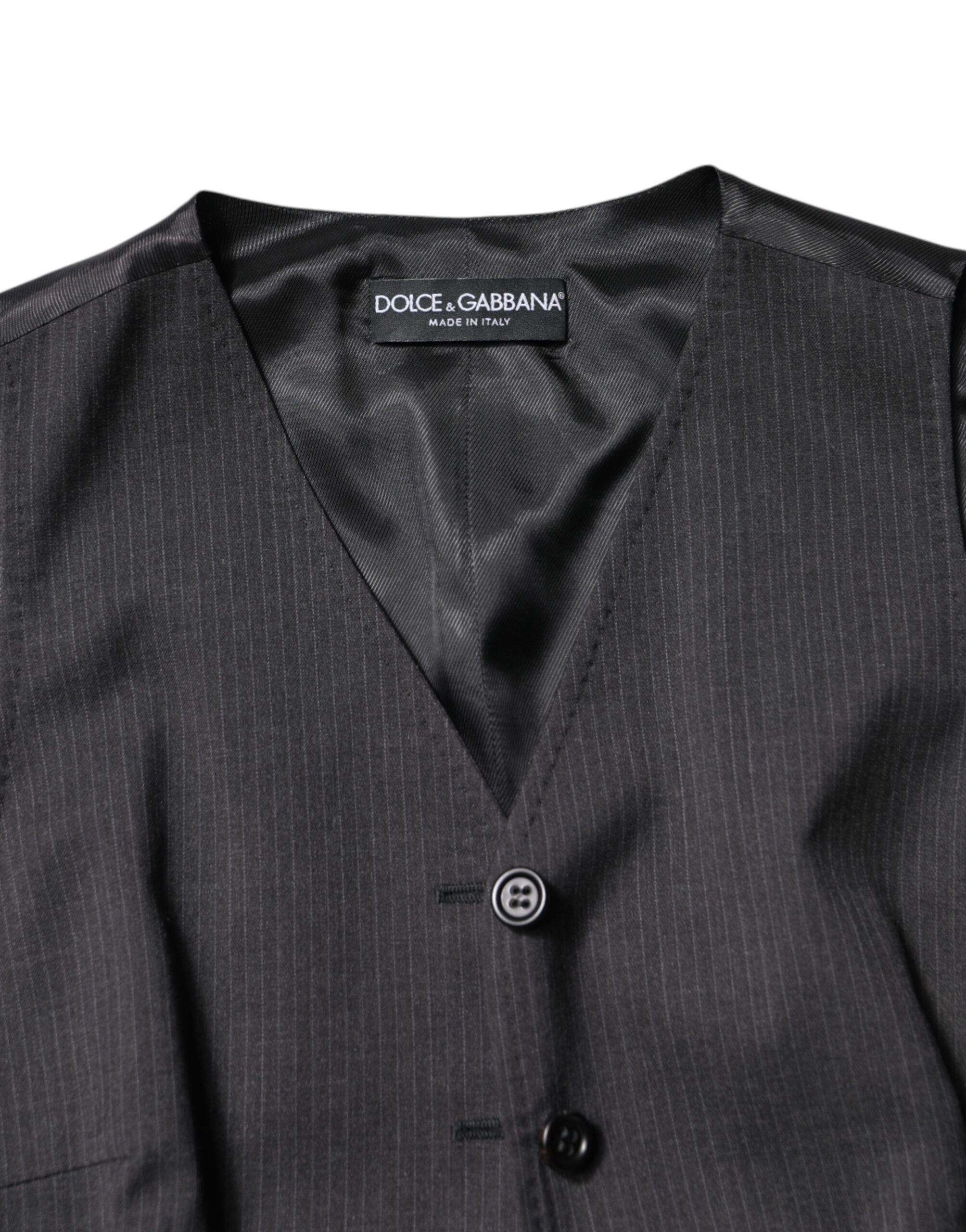 Dolce & Gabbana Black Striped Sleeveless Button-Down Top
