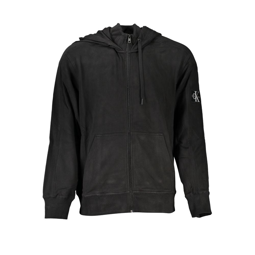 Calvin Klein Schwarzer Baumwollpullover für Männer mit Kapuze und Taschen