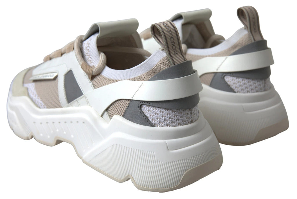 Dolce & Gabbana Turnschuhe Weiß Beige Leder Sport DAYMASTER Schuhe