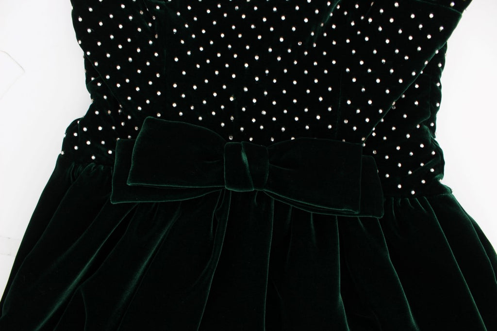 Dolce & Gabbana Long Green Velvet and Crystal Maxi Dress