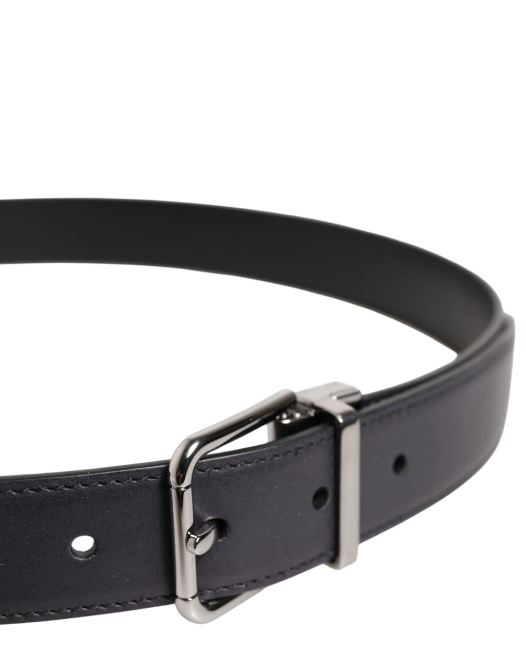 Dolce & Gabbana Black Classic Calfskin Belt with Silver Buckle