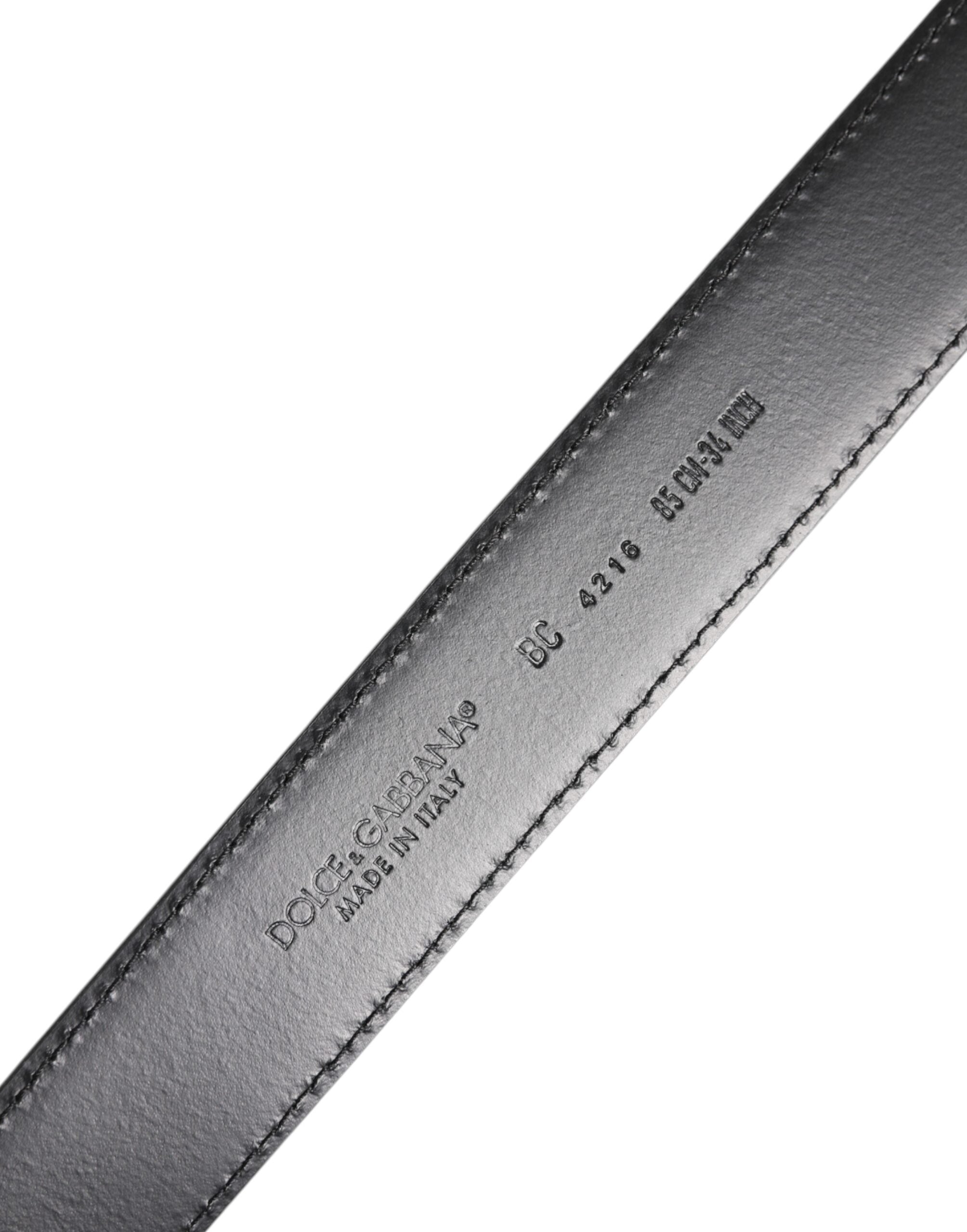 Dolce & Gabbana Black Classic Calfskin Belt with Silver Buckle