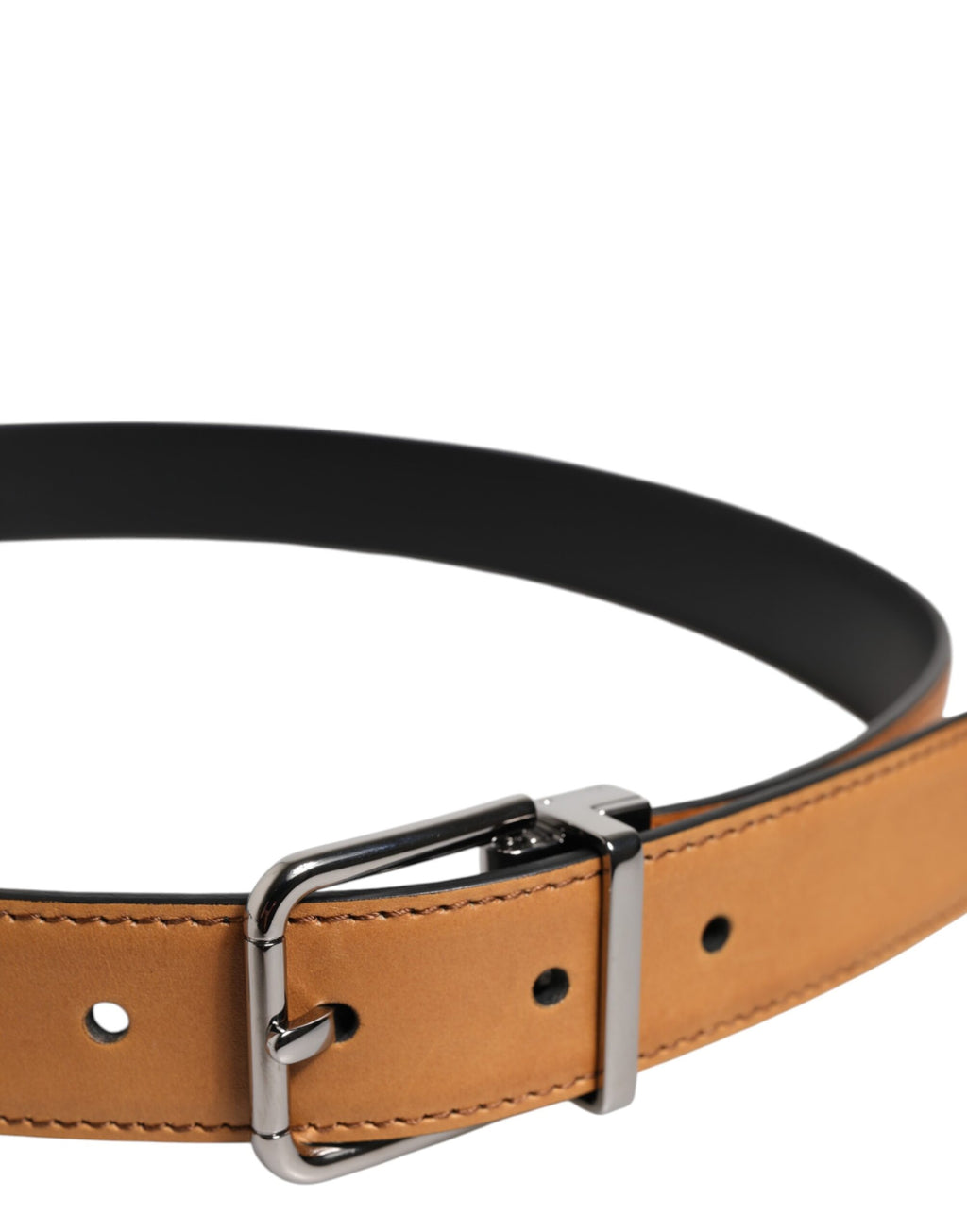 Dolce & Gabbana Brown Classic Calfskin Belt with Silver Buckle