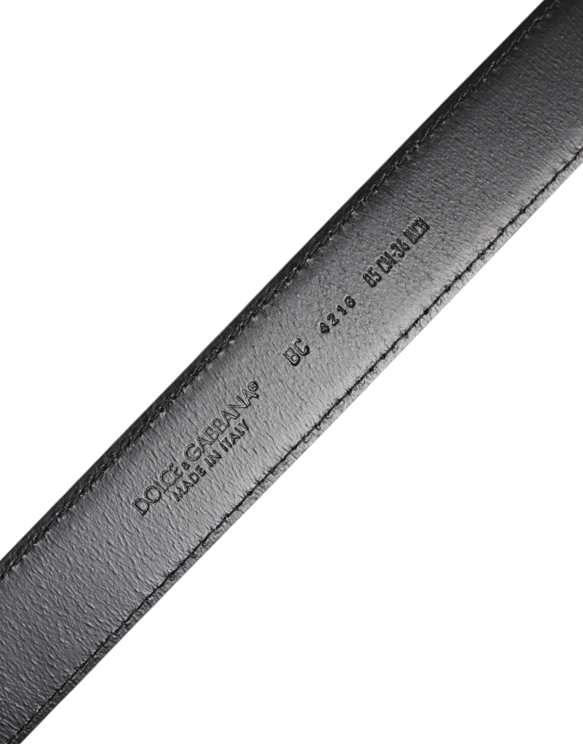 Dolce & Gabbana Brown Classic Calfskin Belt with Silver Buckle