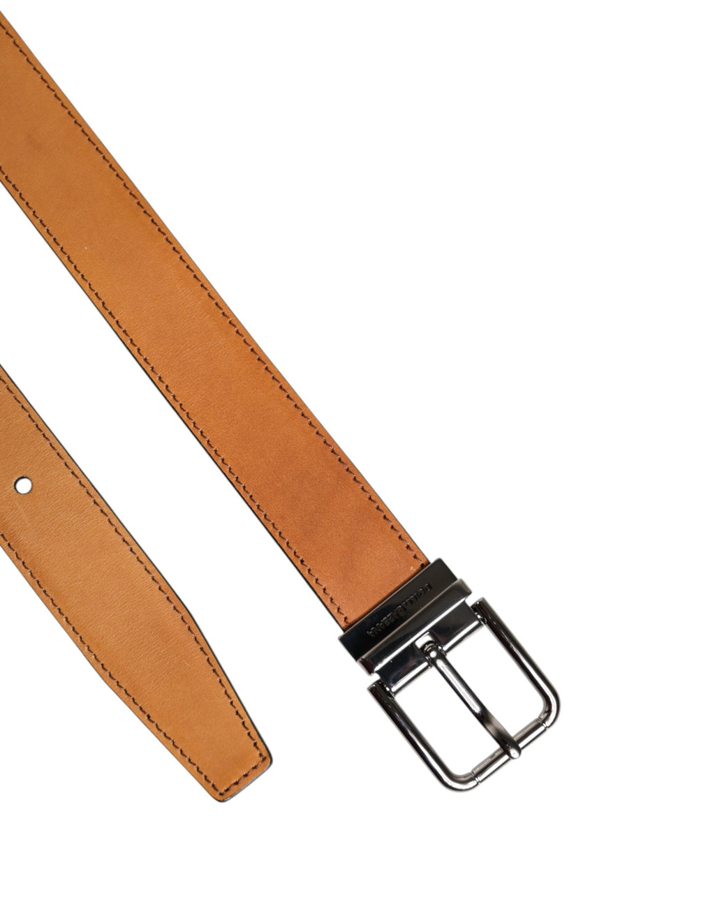 Dolce & Gabbana Brown Classic Calfskin Belt with Silver Buckle