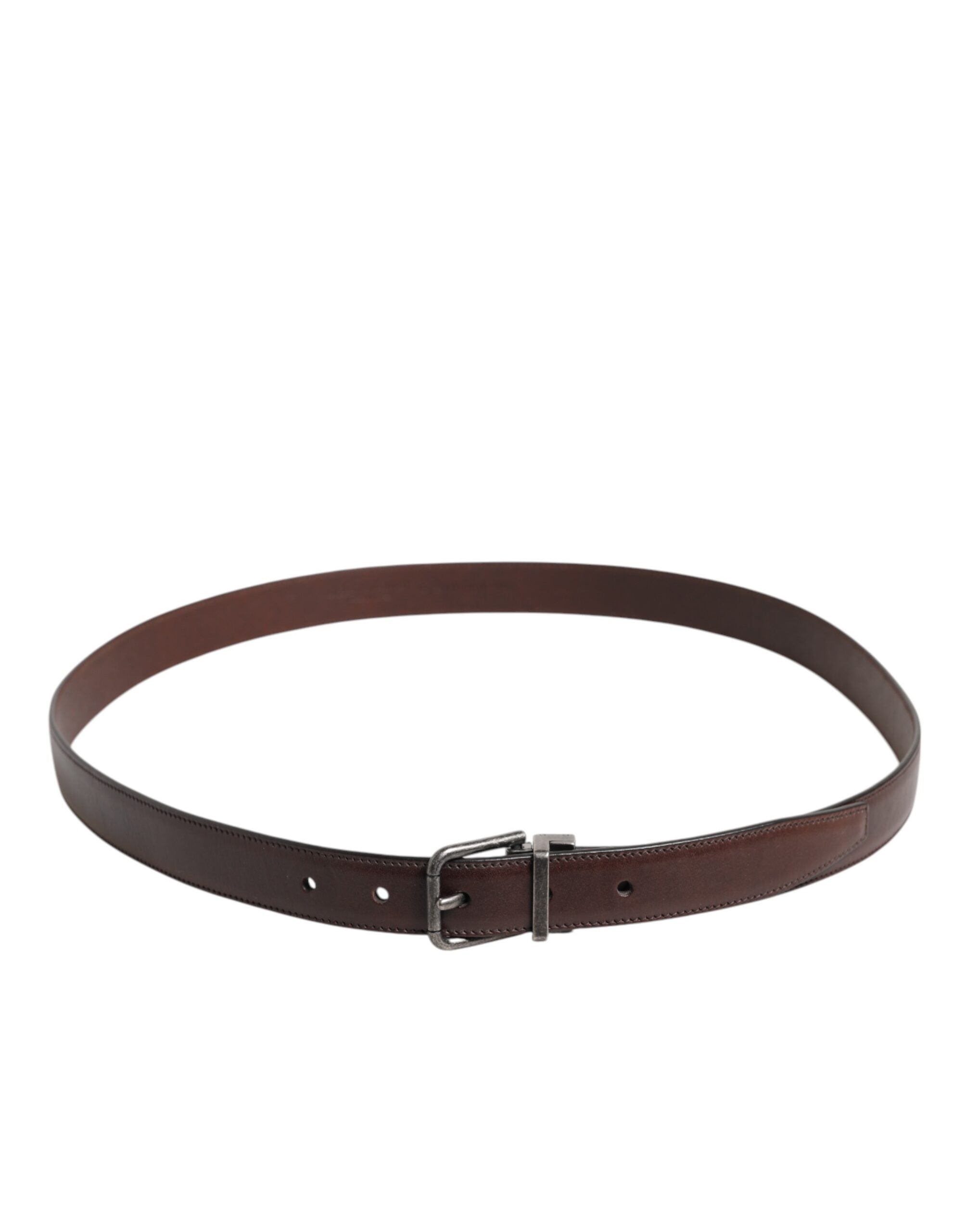Dolce & Gabbana Brown Classic Calfskin Belt with Metal Buckle