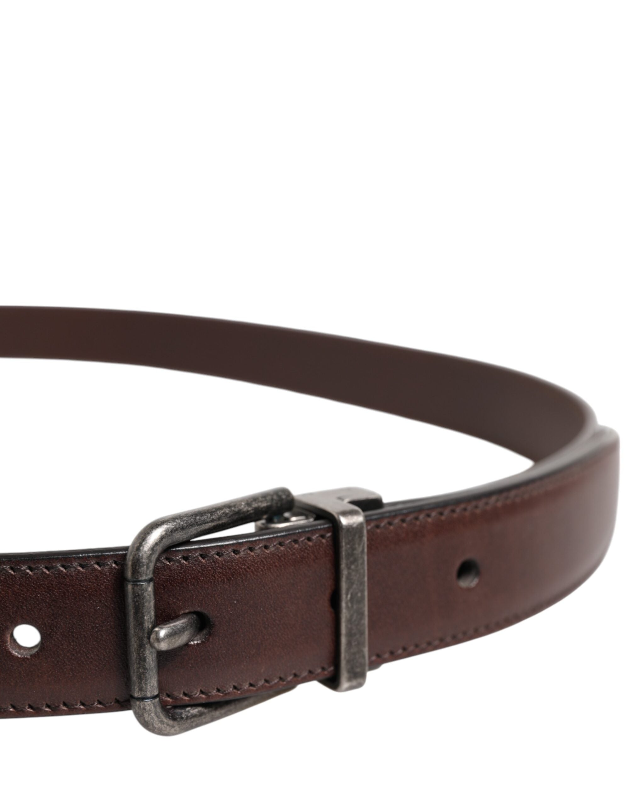 Dolce & Gabbana Brown Classic Calfskin Belt with Metal Buckle