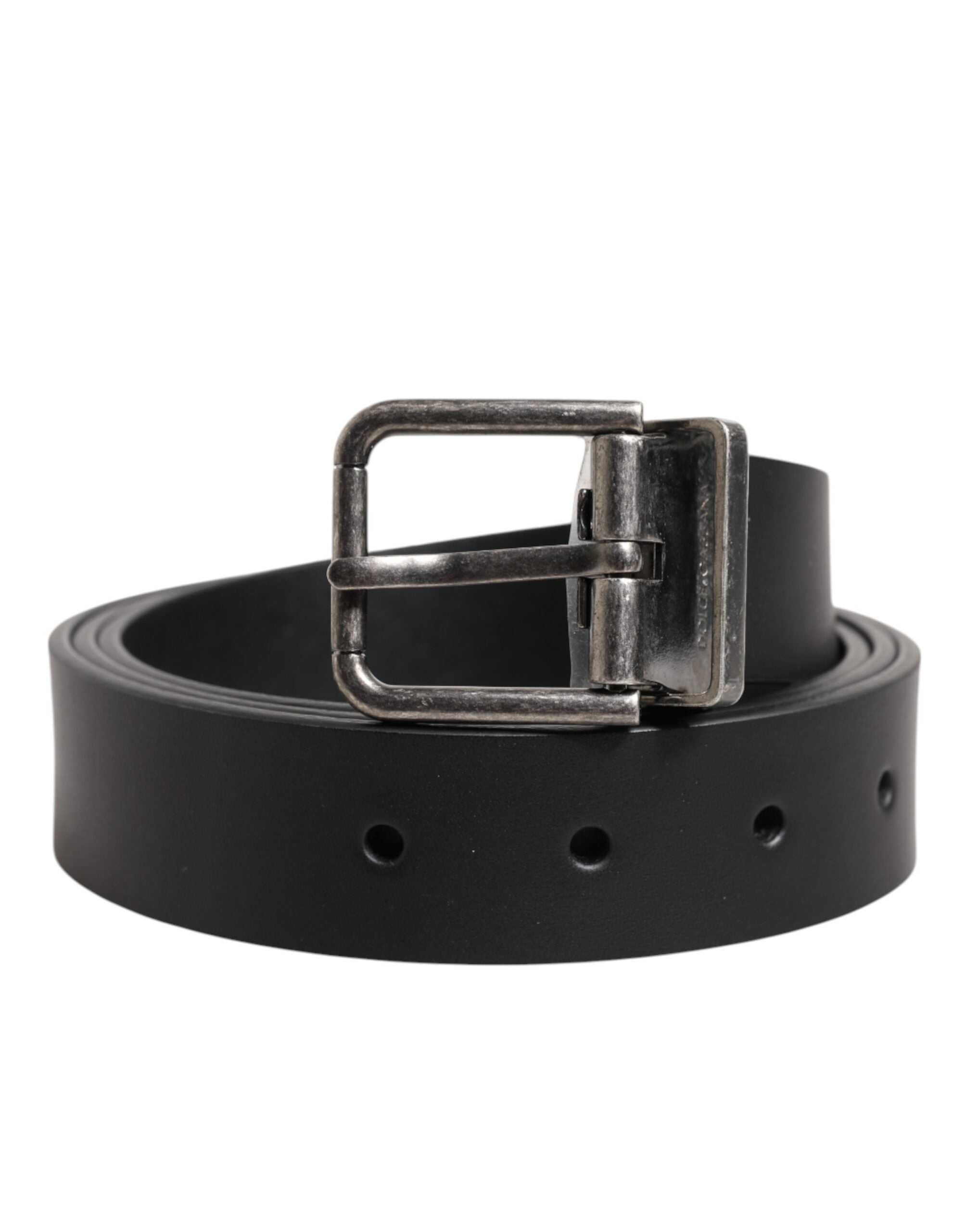 Dolce & Gabbana Black Classic Leather Belt with Metal Buckle