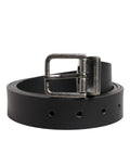 Dolce & Gabbana Black Classic Leather Belt with Metal Buckle