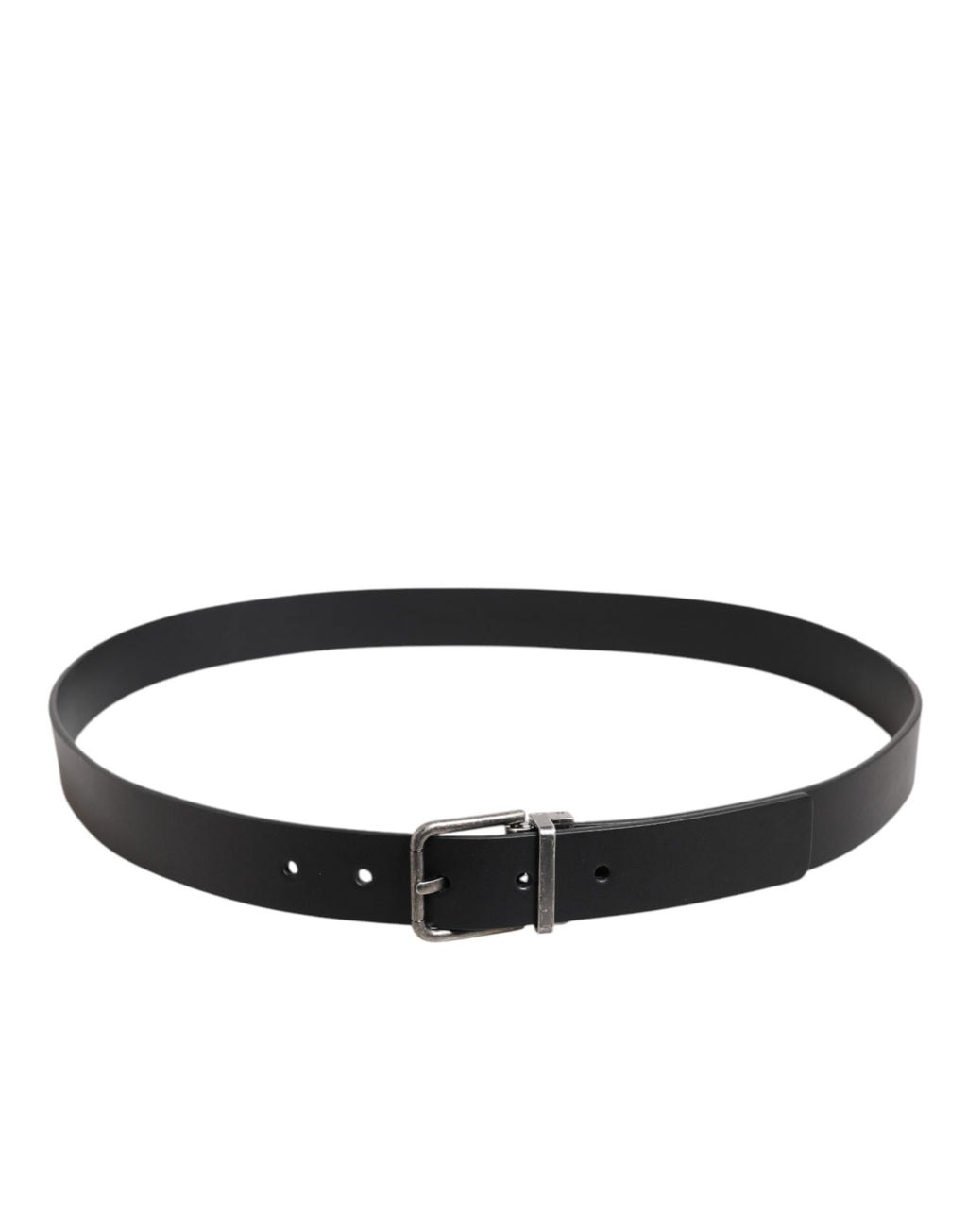 Dolce & Gabbana Black Classic Leather Belt with Metal Buckle