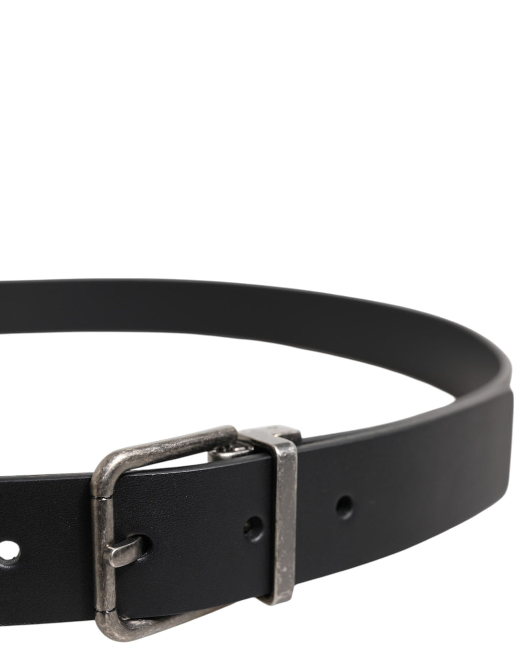 Dolce & Gabbana Black Classic Leather Belt with Metal Buckle