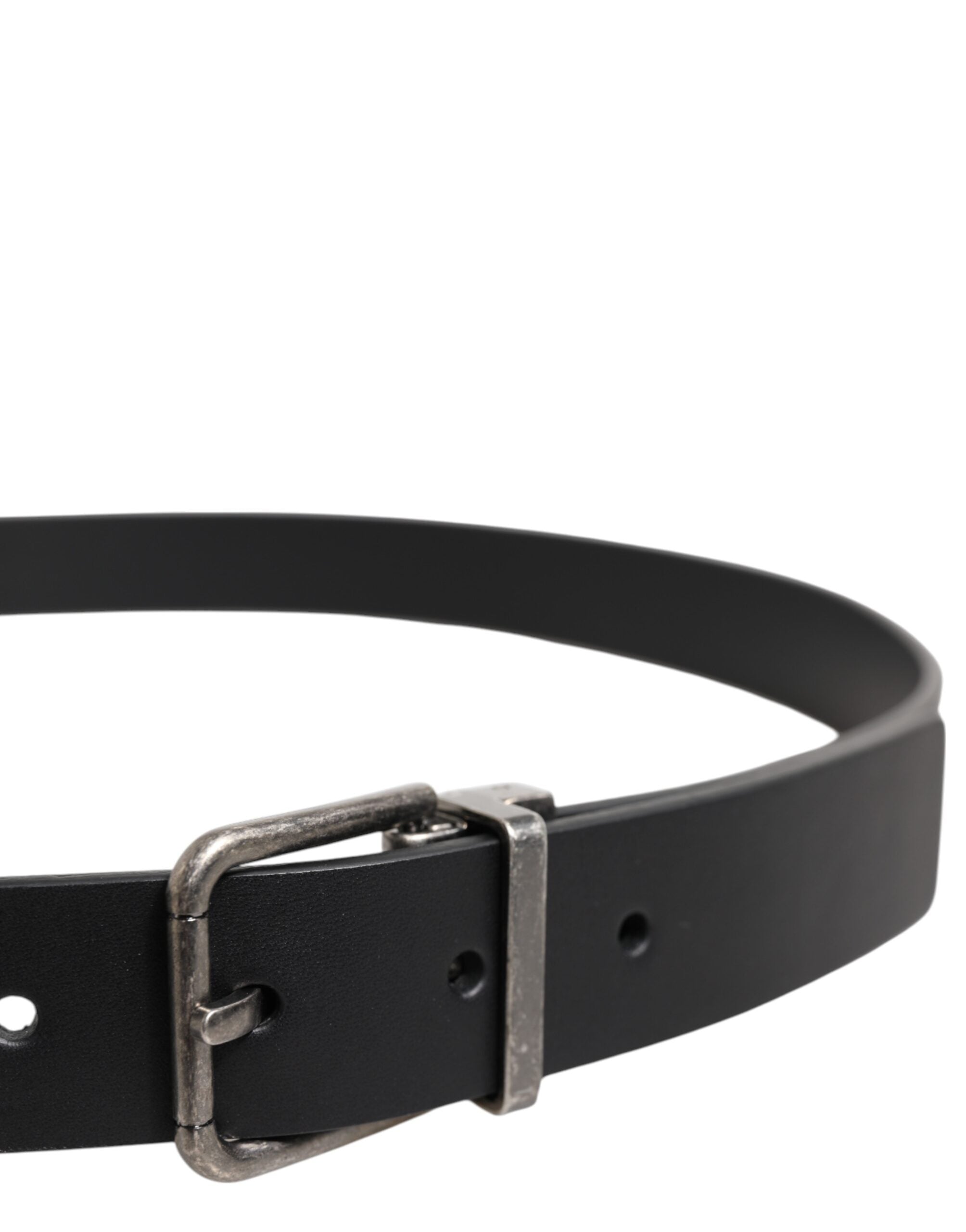 Dolce & Gabbana Black Classic Leather Belt with Metal Buckle