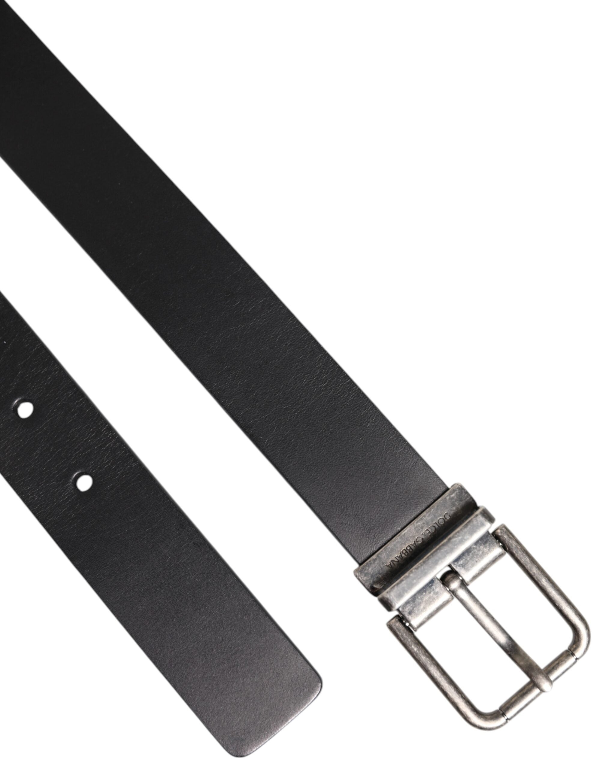 Dolce & Gabbana Black Classic Leather Belt with Metal Buckle