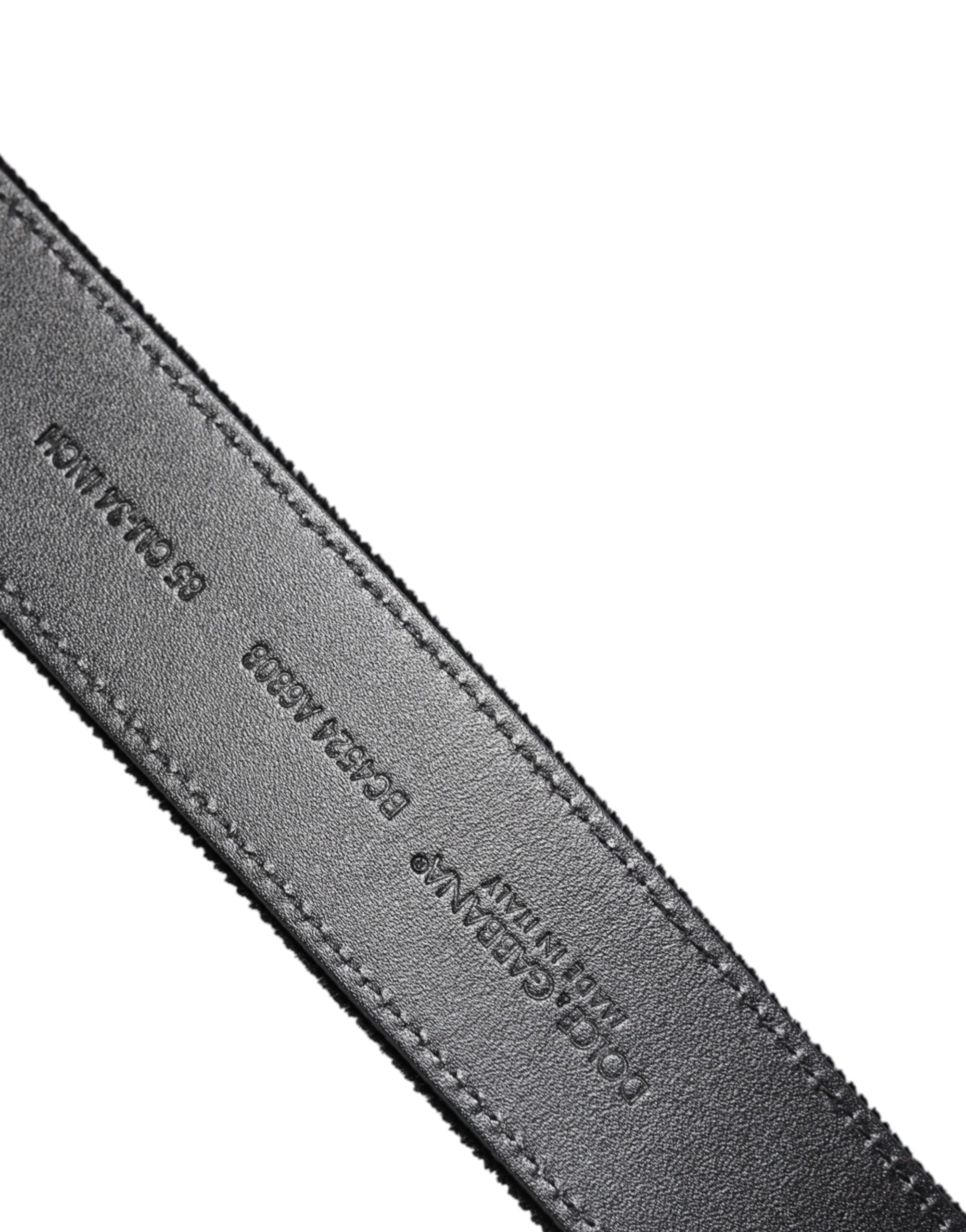 Dolce & Gabbana Schwarzer Baumwollgürtel mit silberner Metallschnalle