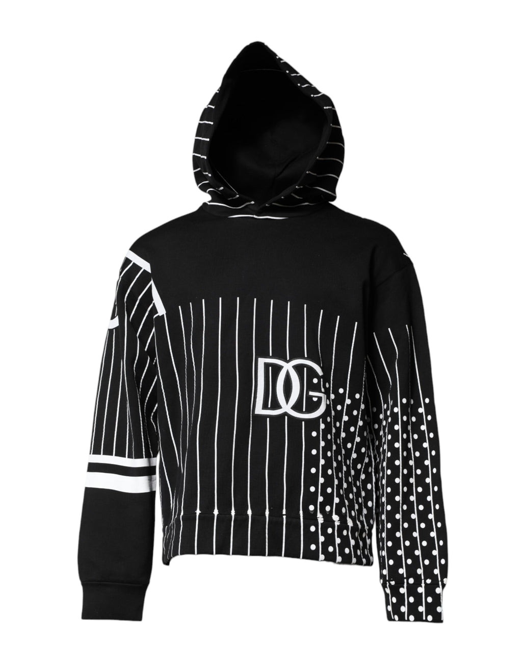 Dolce & Gabbana Black and White Striped Hoodie Pullover
