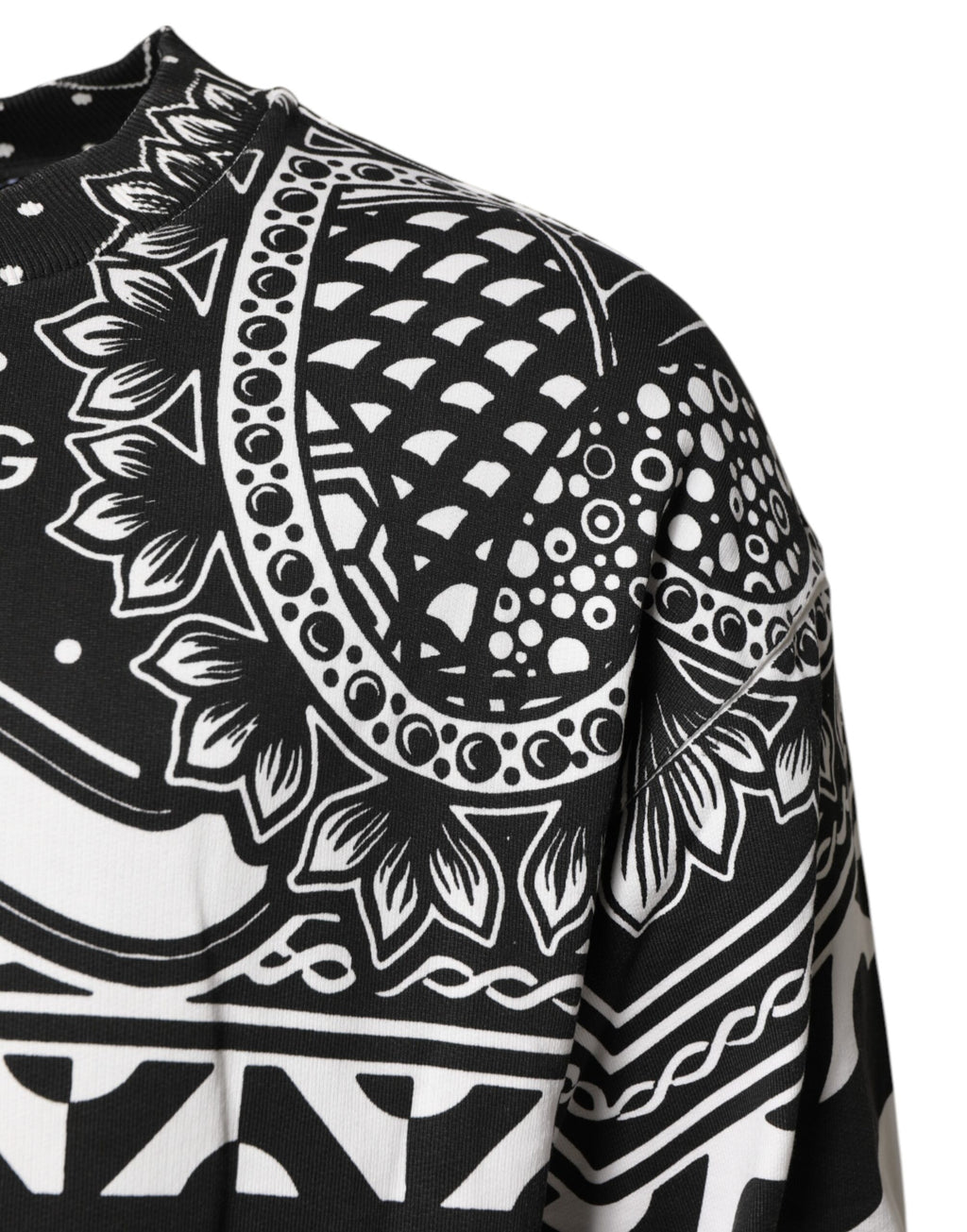 Dolce & Gabbana Black White Bandana Cotton Men's Sweatshirt Pullover