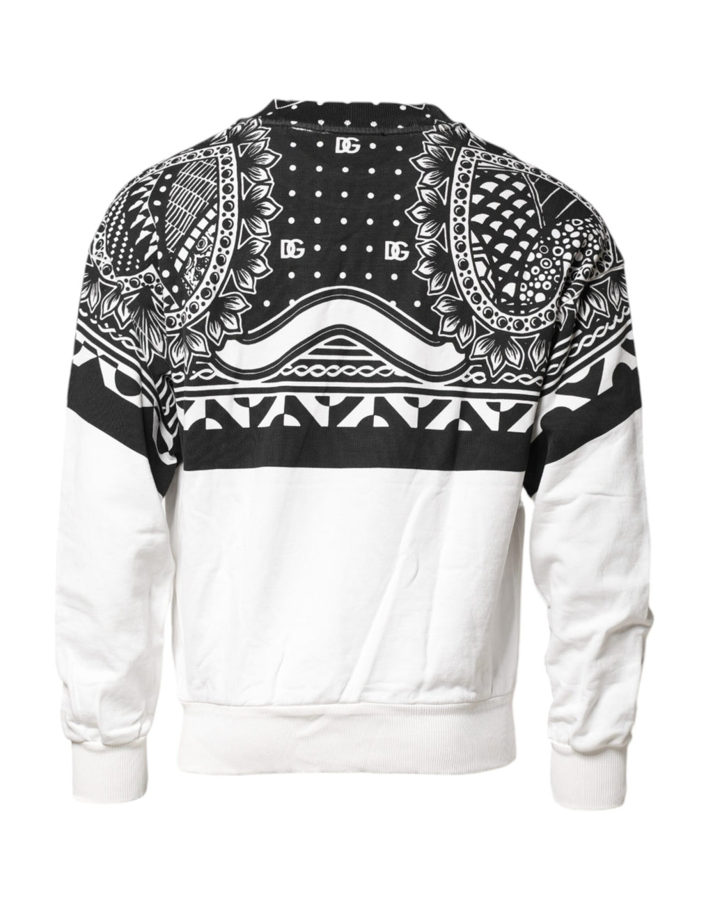 Dolce & Gabbana Black White Bandana Cotton Men's Sweatshirt Pullover