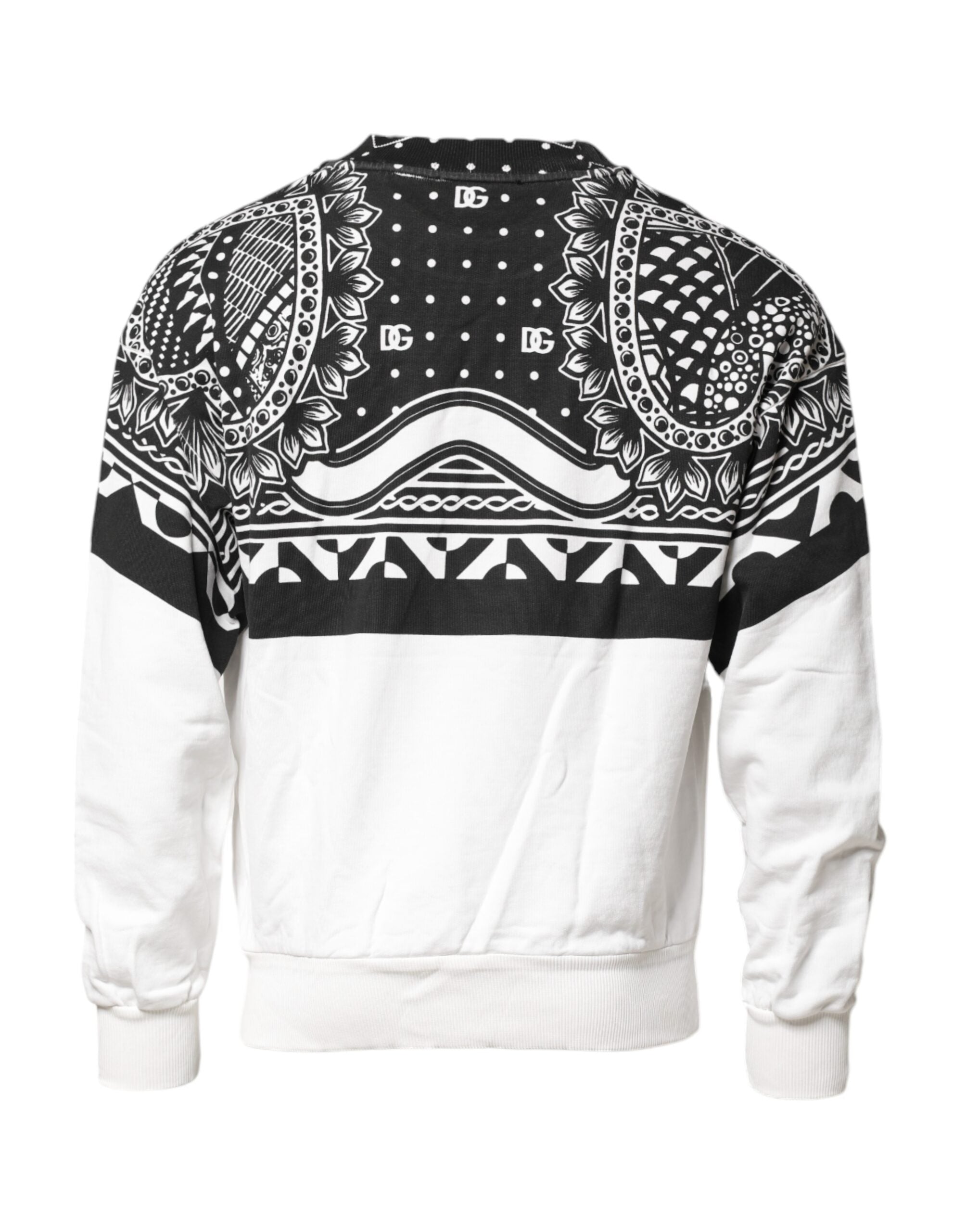Dolce & Gabbana Black White Bandana Cotton Men's Sweatshirt Pullover