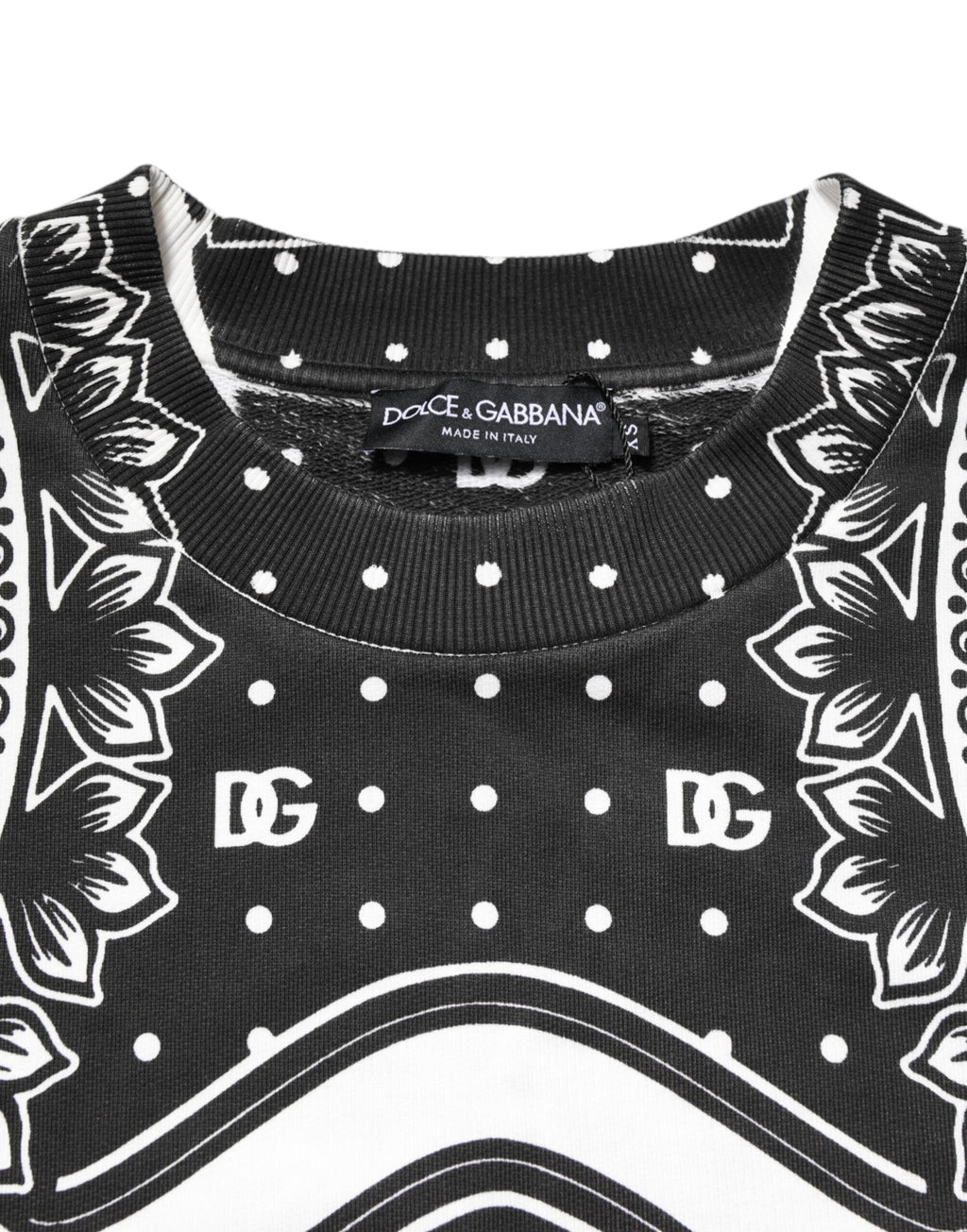 Dolce & Gabbana Black White Bandana Cotton Men's Sweatshirt Pullover