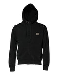 Dolce & Gabbana Schwarzes Logo Sweatshirt mit Kapuze für Männer Pullover mit Reißverschluss