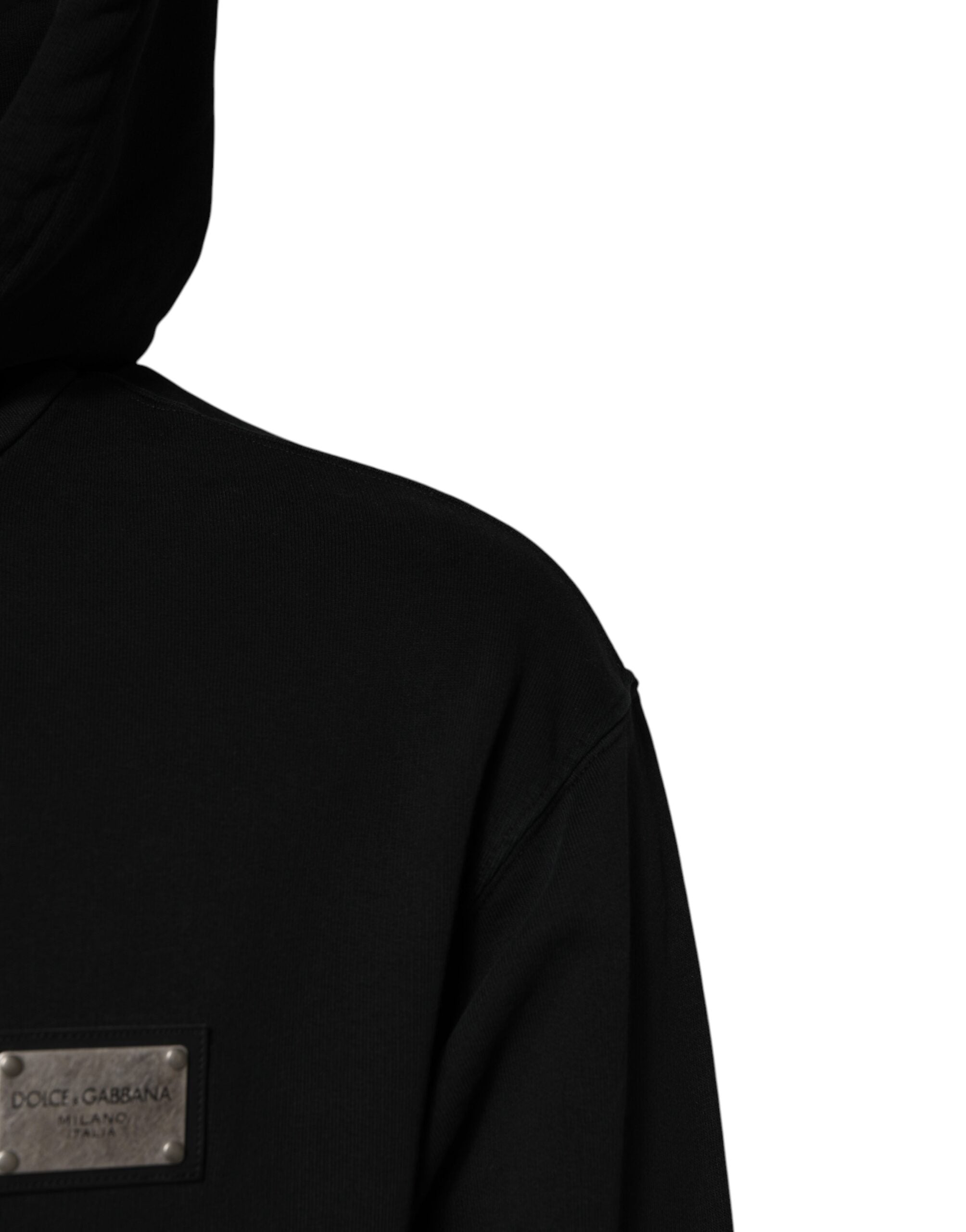 Dolce & Gabbana Schwarzes Logo Sweatshirt mit Kapuze für Männer Pullover mit Reißverschluss