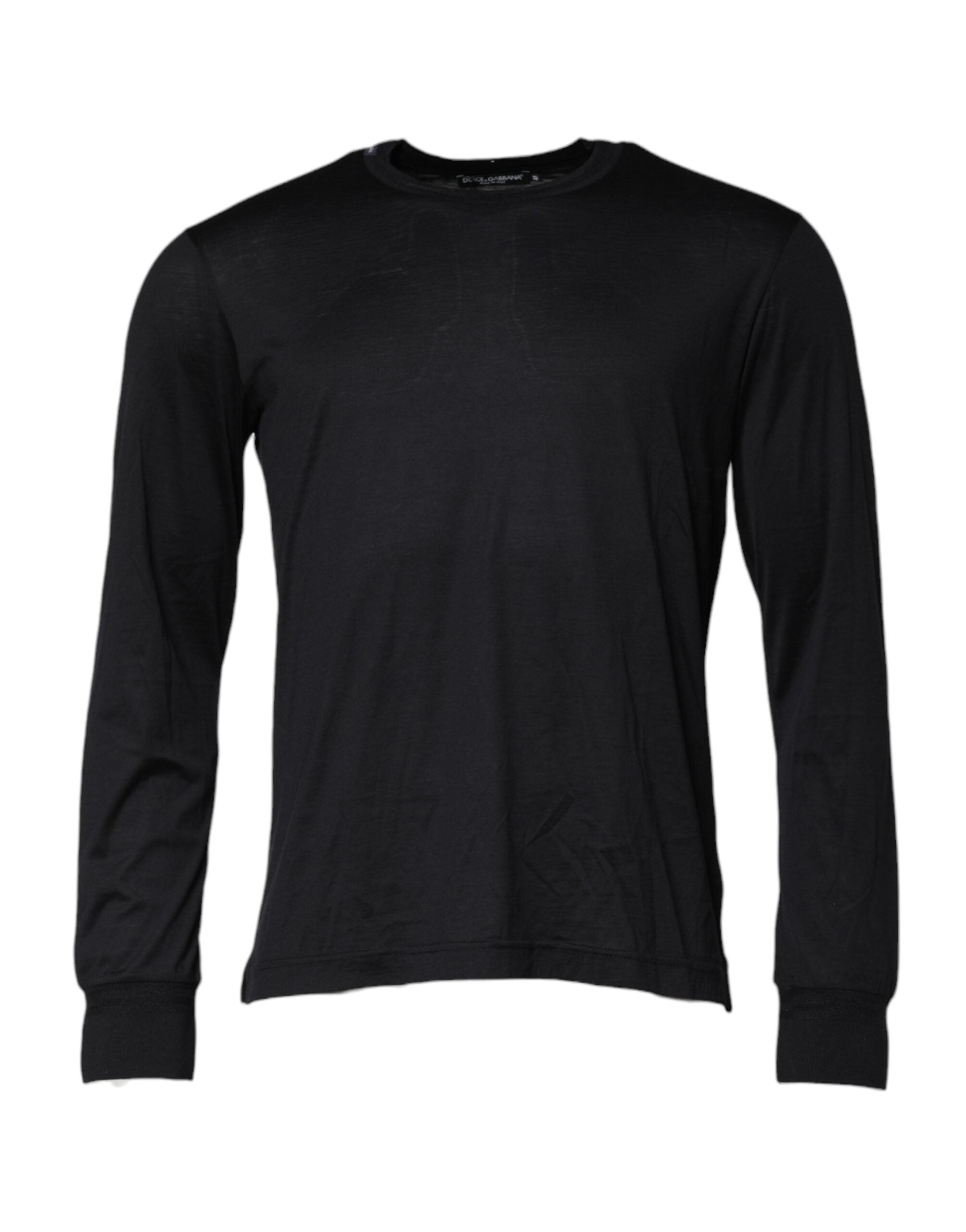 Dolce & Gabbana Dunkelblauer Seiden-Rundhals-Pullover für Männer