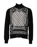 Dolce & Gabbana Black White Bandana Print Zip-Up Sweatshirt