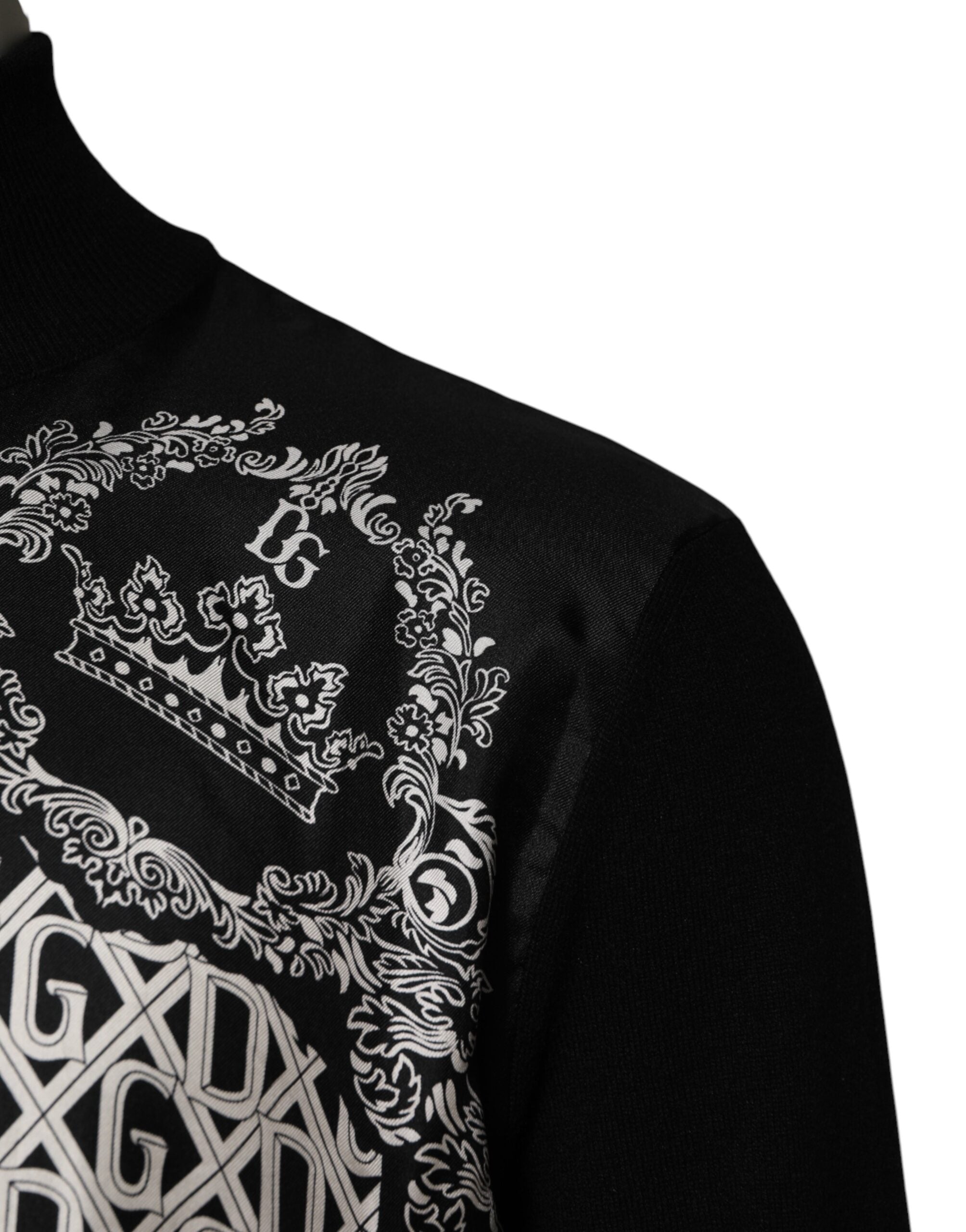 Dolce & Gabbana Black White Bandana Print Zip-Up Sweatshirt