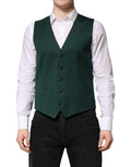 Dolce & Gabbana Green Wool Formal Men's Vest Waistcoat