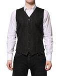 Dolce & Gabbana Schwarz gestreift Wolle Formal Herren Weste Weste