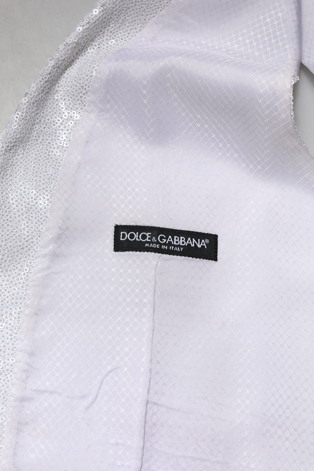 Dolce & Gabbana Weißes Paillettenkleid Formelle Weste Weste