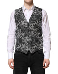 Dolce & Gabbana Schwarzer grauer Brokat Formal Männer Weste Weste