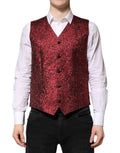 Dolce & Gabbana Red Floral Brocade Formal Men's Waistcoat Vest