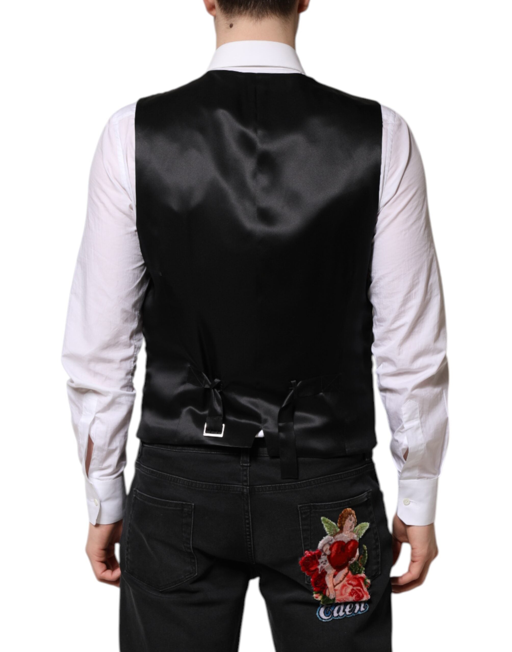 Dolce & Gabbana Red Floral Brocade Formal Men's Waistcoat Vest