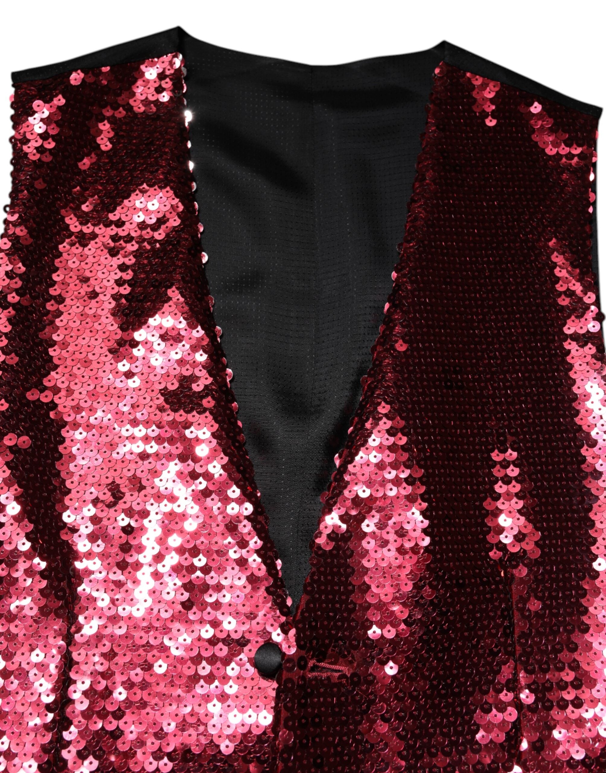 Dolce & Gabbana Red Sequin Dress Formal Men's Waistcoat Vest