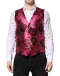 Dolce & Gabbana Rosa Floral Satin Formal Männer Weste Weste