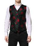 Dolce & Gabbana Red Floral Brocade Formal Men's Waistcoat Vest