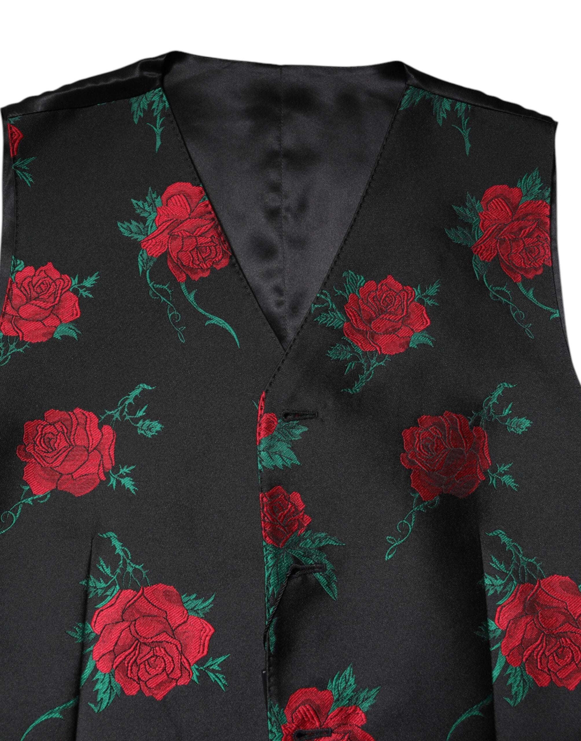 Dolce & Gabbana Red Floral Brocade Formal Men's Waistcoat Vest