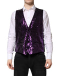 Dolce & Gabbana Purple Sequin Dress Formal Vest Waistcoat
