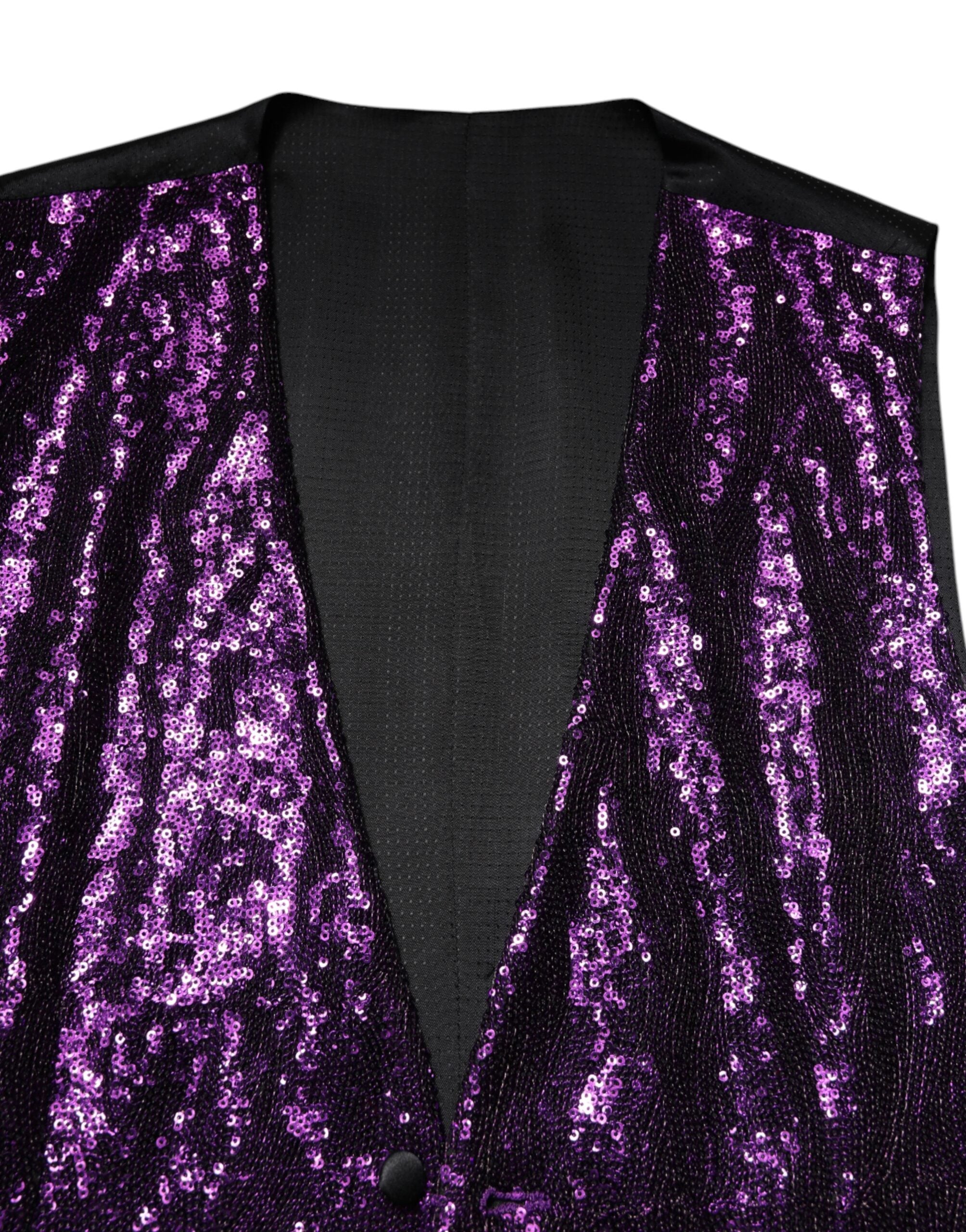 Dolce & Gabbana Purple Sequin Dress Formal Vest Waistcoat