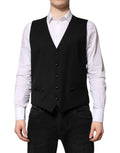Dolce & Gabbana Black Wool Formal Men's Vest Waistcoat