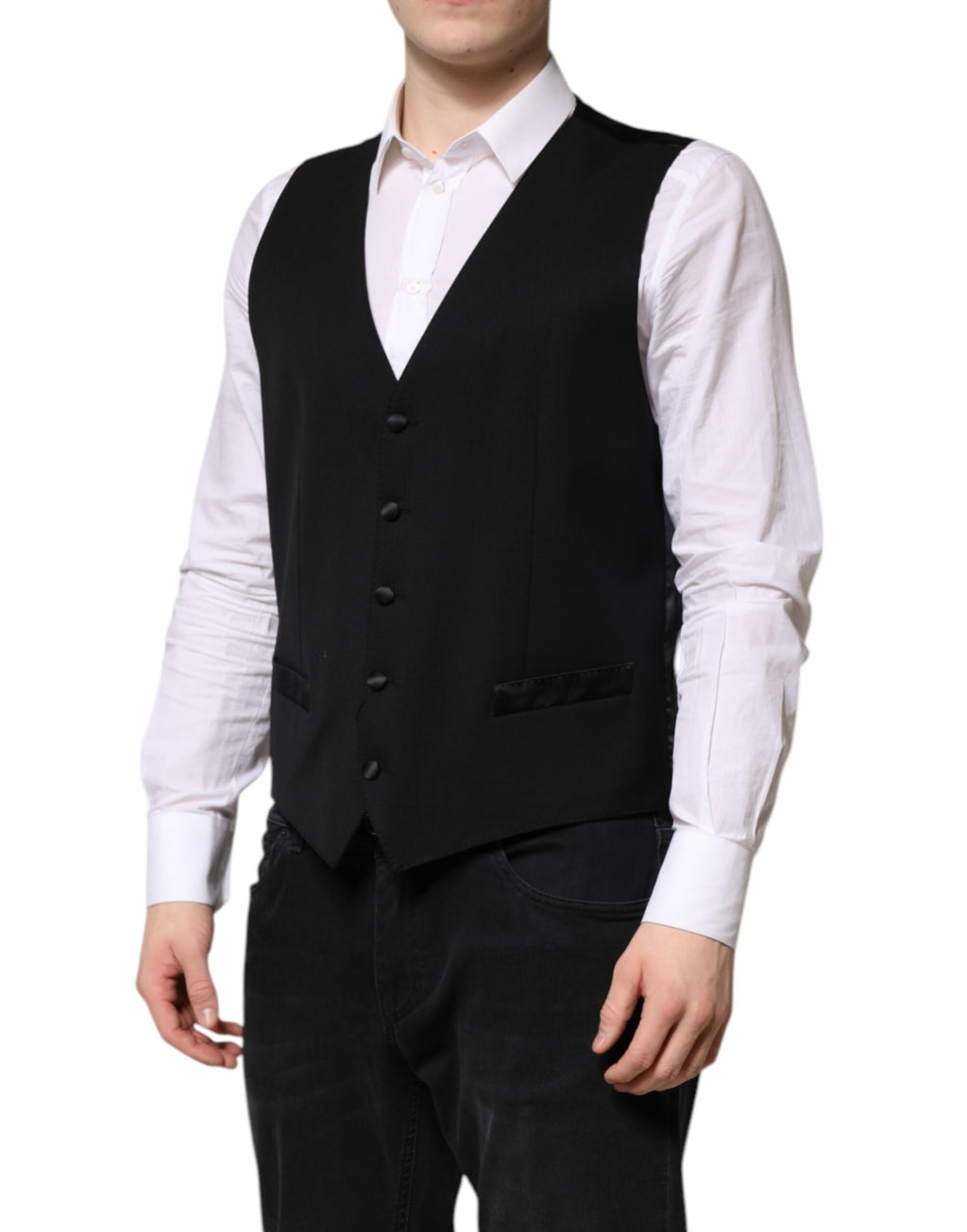 Dolce & Gabbana Black Wool Formal Men's Vest Waistcoat