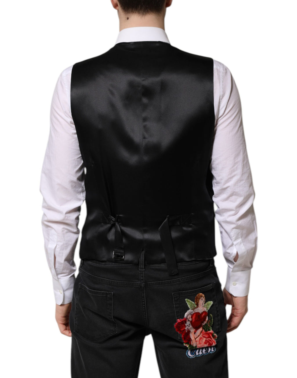 Dolce & Gabbana Black Wool Formal Men's Vest Waistcoat